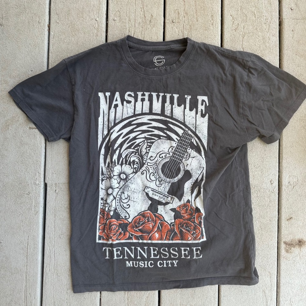 Social‎ Culture Nashville Tennessee Music City Graphic Tee Shirt Small